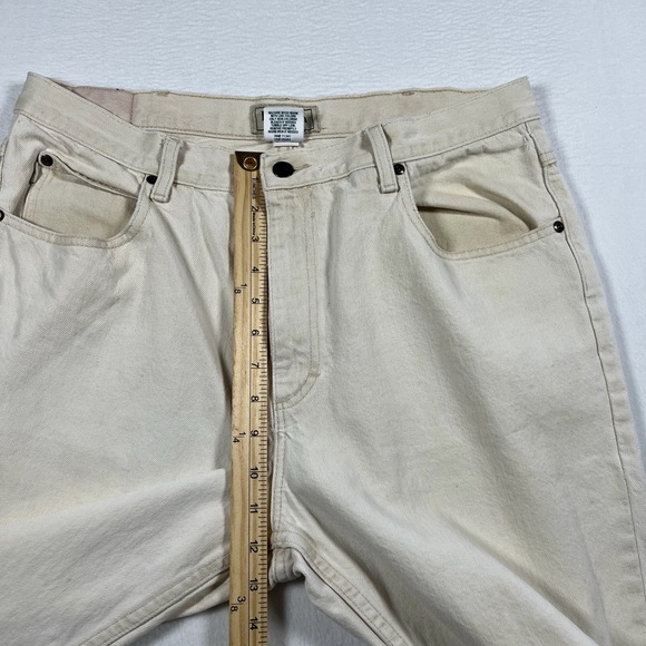 LL Bean Classic Fit Beige Denim Jeans Mens Size 35x34 100% Cotton - Picture 7 of 9